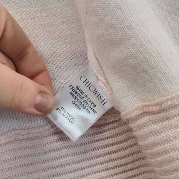 Chicwish Wrap Jacket Womens Size Small Pink Knit Wool Blend Sweater - Picture 12 of 13